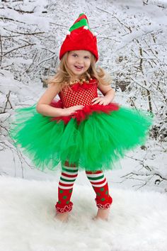 little girl wearing elf tutu