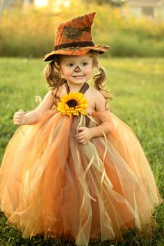 precious scarecrow baby girl in a tutu
